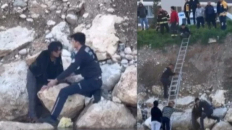 Mersin'de Müftü Deresine Düşennkadını Büyükşehir İtfaiyesi Kurtardı