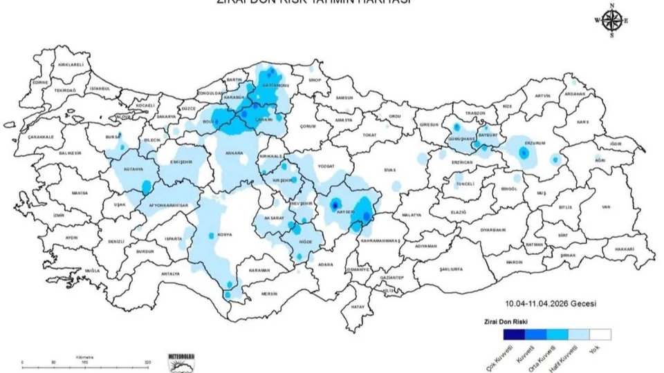 Mersin İl Tarım Müdürlüğü Zirai Don Haritasını Yayımladı