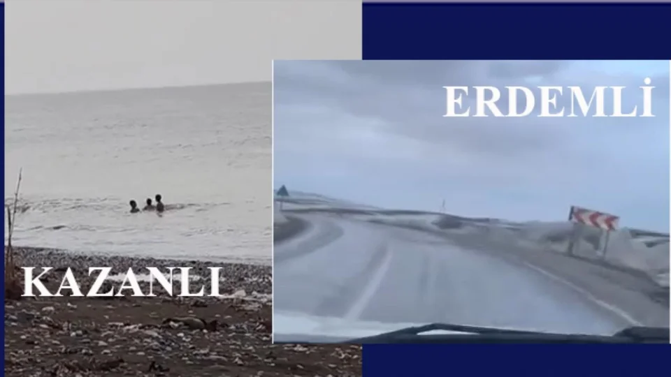 Mersin’de Aynı Anda İki Mevsim: Kazanlı’da Denize Girdiler, Erdemli’de Kar Kürediler!