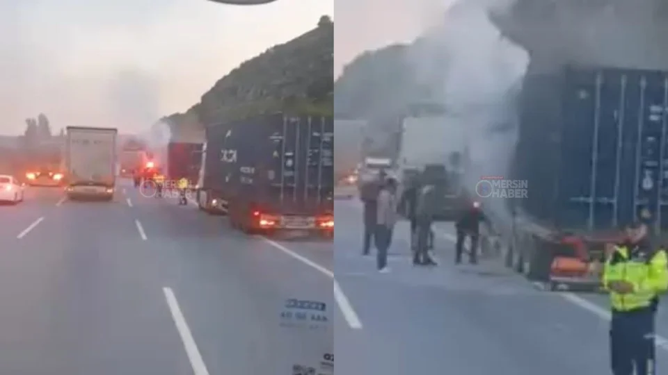 Damlama’da TIR Dorsesinin Lastikleri Alev Alev Yandı!