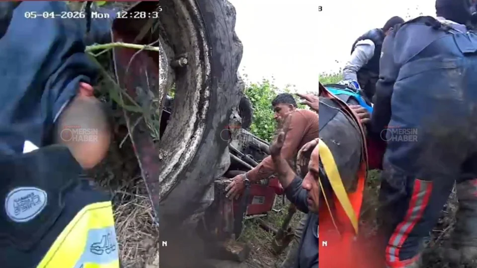 Tarsus'ta Devrilen Traktörün Altında Kalan Sürücü Kurtarıldı