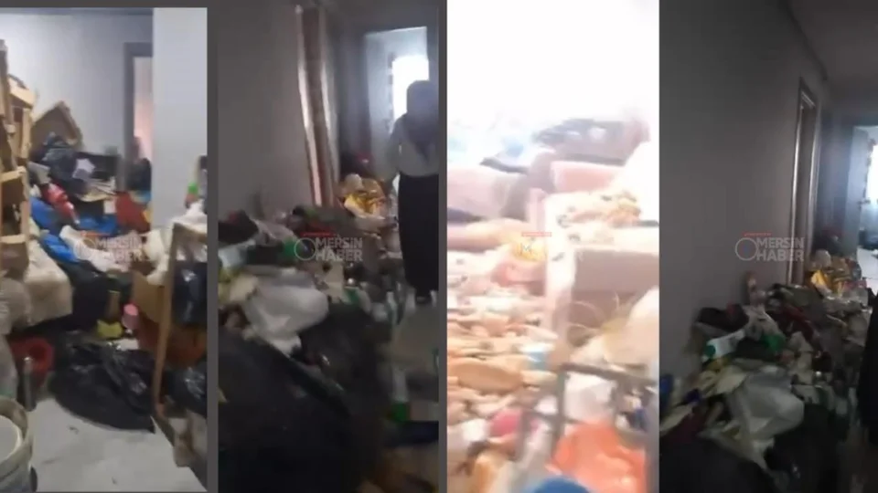 Tarsus'ta Ağır Koku İhbarı Yapılan Daire "Çöp Ev" Çıktı: Dairenin İçinde Tonlarca Atık