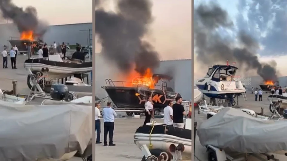 Mersin Marina'da Kıyıdaki Tekne Alev Alev Yandı!