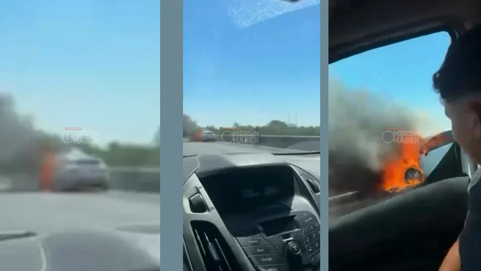Berdan Viyadüğü Üzerinde Araç Alev Aldı