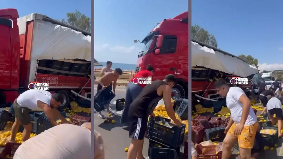 Narlıkuyu’da Limon Yüklü Kamyon Devrildi: Vatandaşlar Yardıma Koştu!