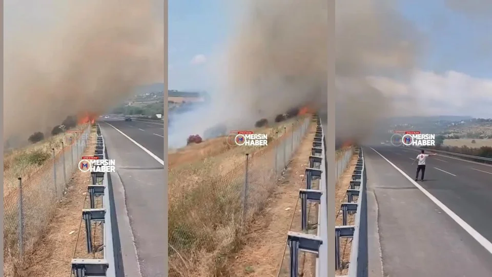 Gözne - Serbest Bölge İstikameti Otoban Kenarında Yangın!