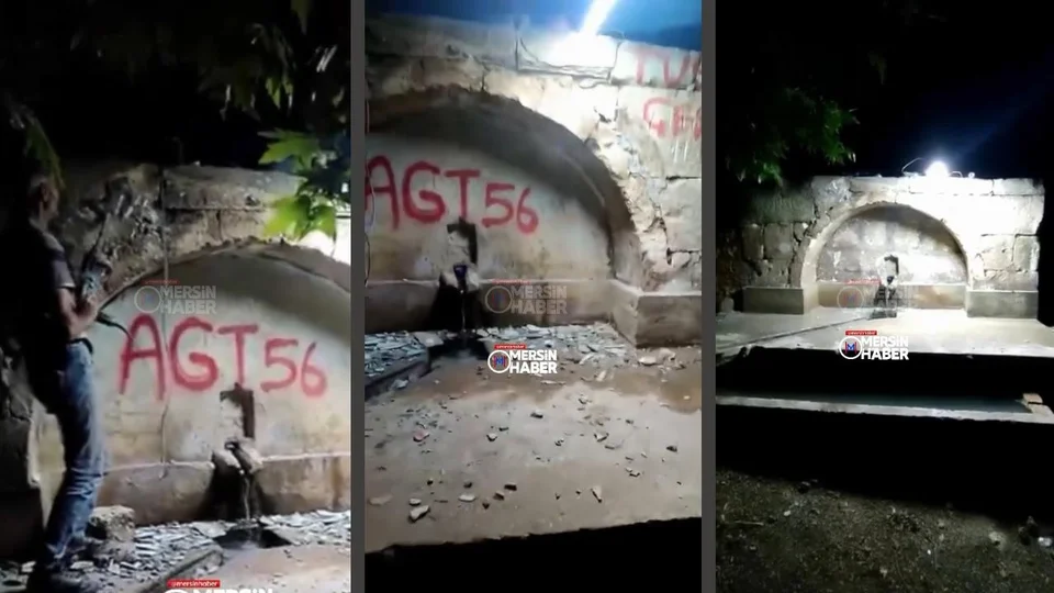 Tarihi Manavşuk Kalesi Çeşmesi'ndeki Reklam Ayıbı Temizleniyor: Muhtarlık Harekete Geçti