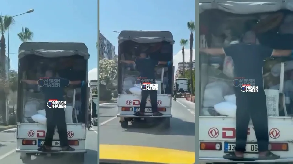 Mersin Trafiğinde Tehlikeli Yolculuk: Aracın Arkasına Asılarak Yolculuk Yaptı!