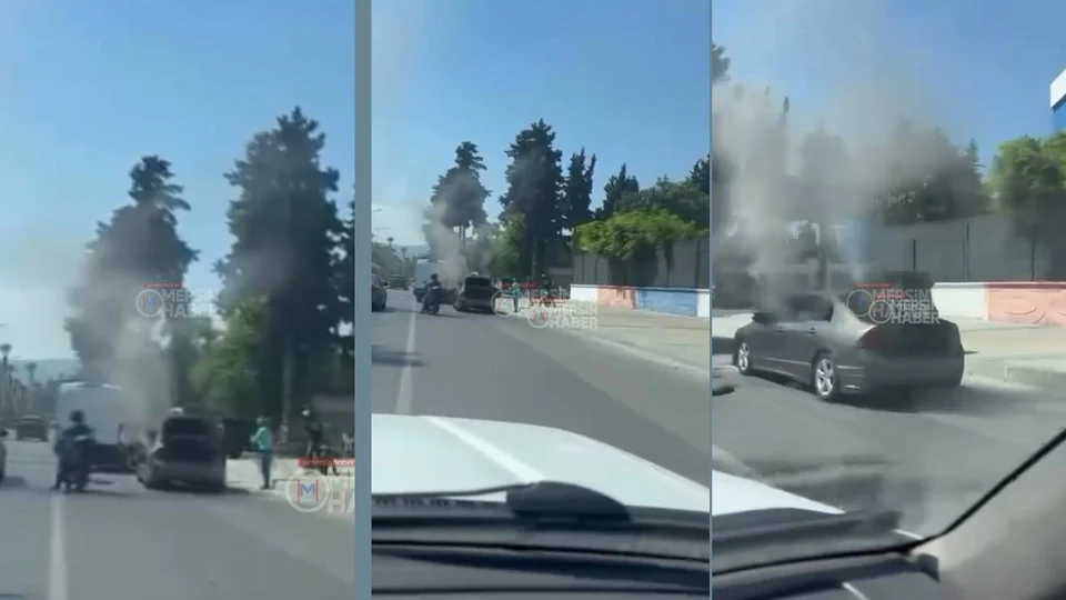 Akbelen Bulvarı Mezarlık Civarında Seyir Halindeki Araç Yandı!