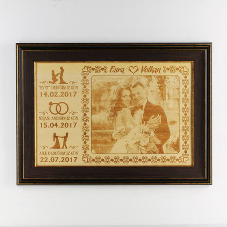 Evli Çiftler İçin Unutulmaz Anlara Özel Çerçeveli Büyük Boy Ahşapfoto