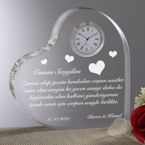 Kişiye Özel Aşk Mesajlı Kalp Saat