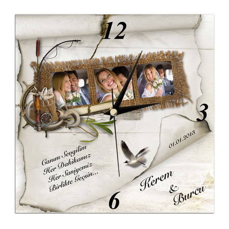 Kişiye Özel Dekoratif Kare Duvar Saati