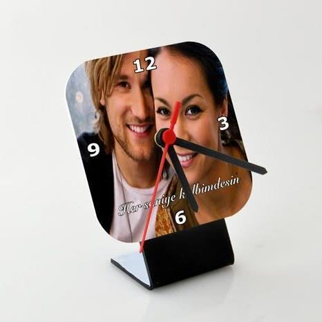 Kişiye Özel Fotoğraflı Kare Masa Saati