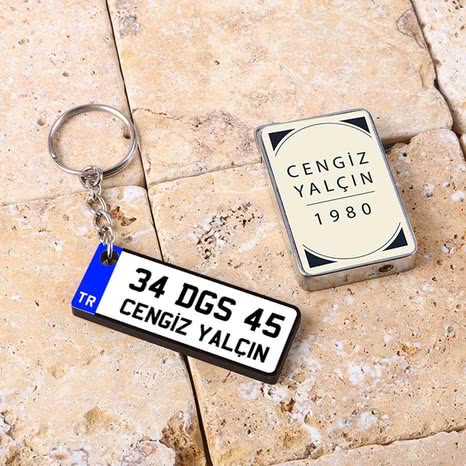 Özel Gün Hediyesi Çakmak Plaka Anahtarlık Seti