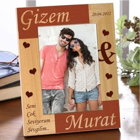 Sevgiliye Özel Ahşap Lazer İşlemeli Çerçeve