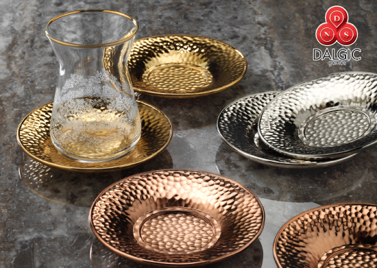 6’lı Dövme Desen Çay Tabağı