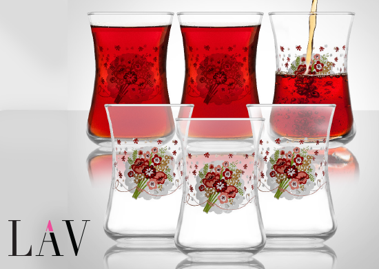 Duru 6’lı Dekorlu Çay Bardağı