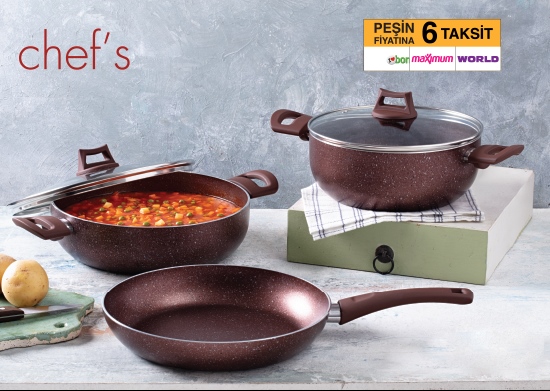 Granit Efektli Tencere Seti 5 Parça