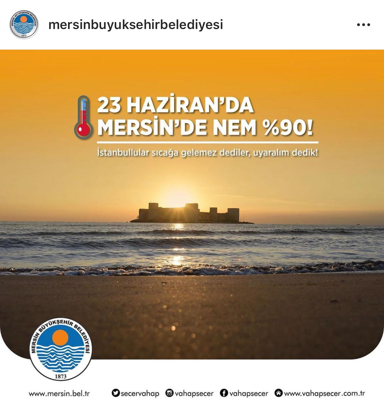 Mersin Büyükşehir Belediyesi 23 Haziran Paylaşımı "Nem Olacak"