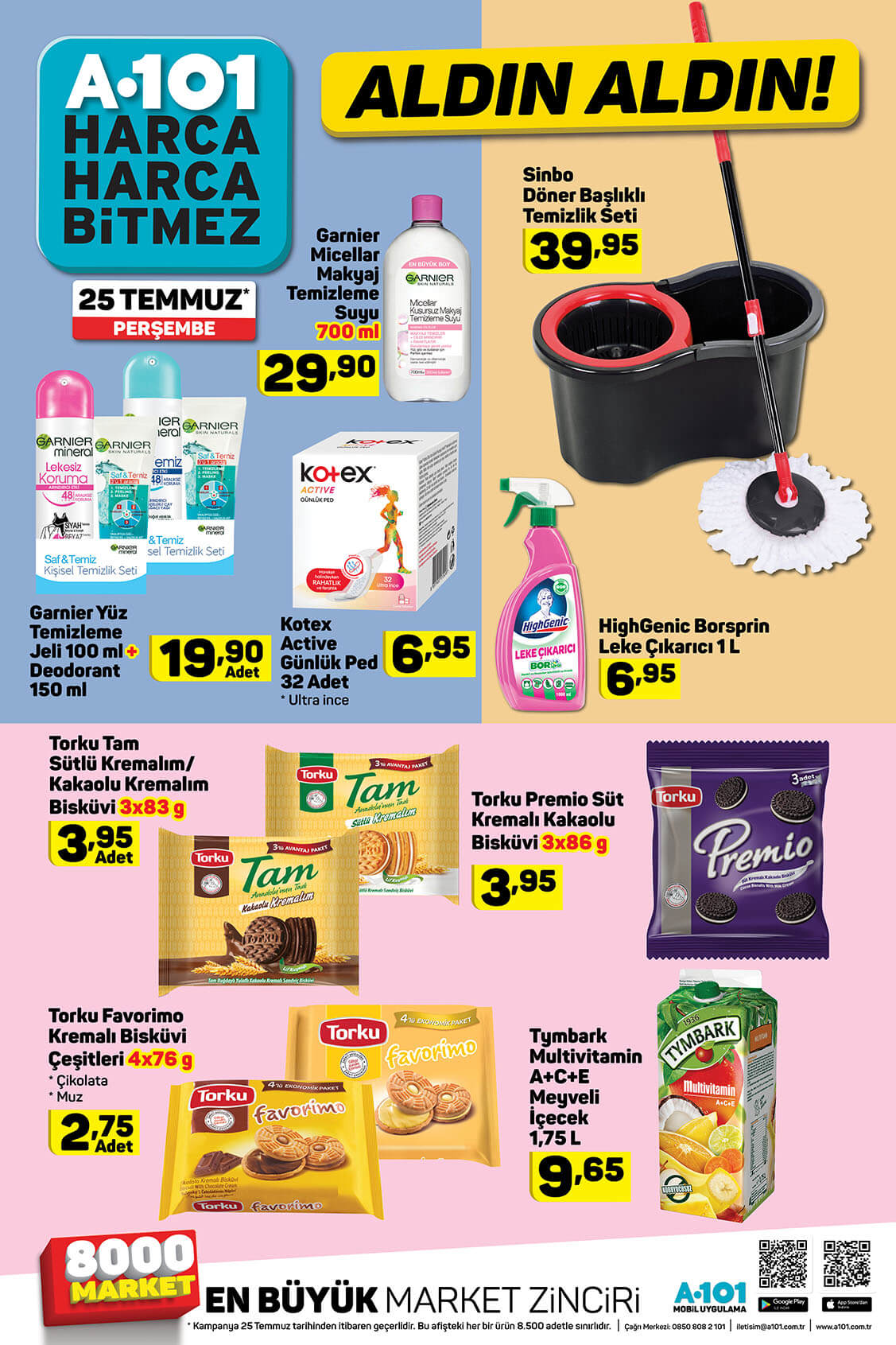 A101 Aldın Aldın 25 Temmuz Perşembe Temizlik ve Gıda İhtiyaçları