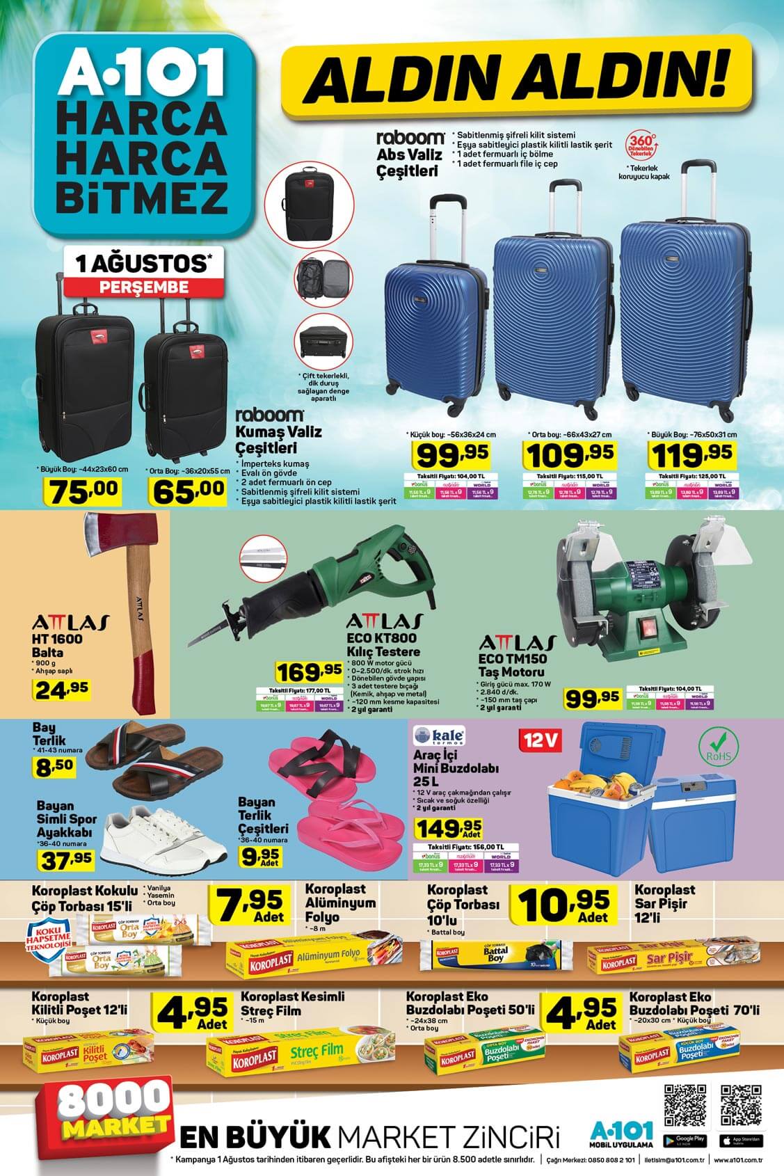 A101 Aldın Aldın 1 Ağutos'tan İtibaren Perşembe Karma Eşyalar Araç Gereç