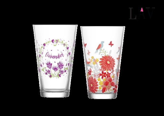 3’lü Desenli Uzun Meşrubat Bardağı