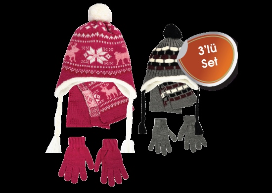 Atkı,Bere Eldiven Seti