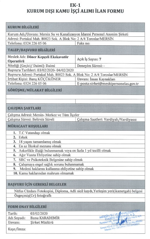 7 Daimi Döner Kepçeli Ekskavatör Operatörü