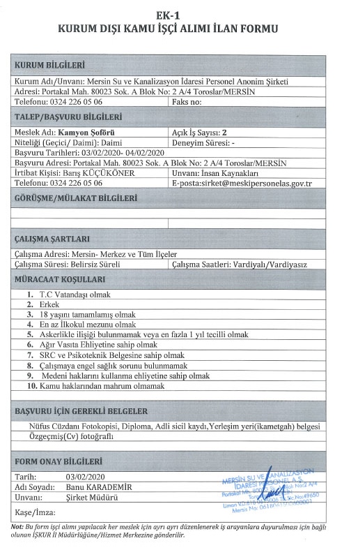 2 Daimi Kamyon Şoförü