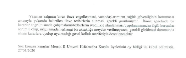 27.03.2020 Tarihli Mersin İl Umumi Hıfzıssıhha Kurulu Kararı 2020/13 (2 Sayfa, 2. Sayfa)