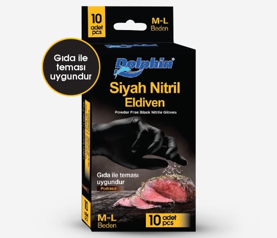Dolphin Çok Amaçlı Siyah Nitril Eldiven
