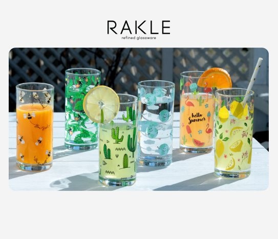 RakleTekli Dekorlu Meşrubat Bardağı