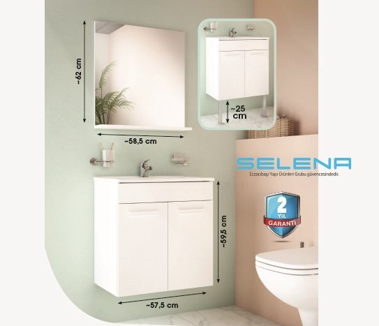 SelenaAynalı Lavabolu Banyo Dolabı