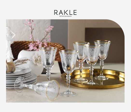 Rakle - Altın Yaldızlı Ayaklı Su Bardağı