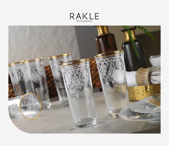 Rakle - Altın Yaldızlı Meşrubat Bardağı
