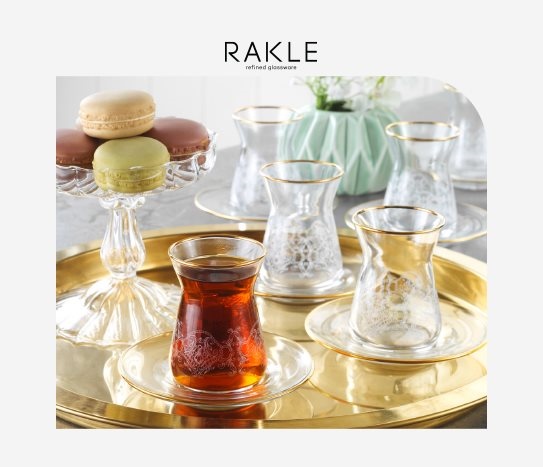 Rakle - Altın Yaldızlı 12 Parça Çay Seti
