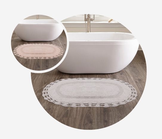 Lüks Oval Güpürlü Pamuk Paspas