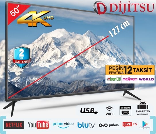 Dijitsu - 50” Ultra HD Uydu Alıcılı Smart TV