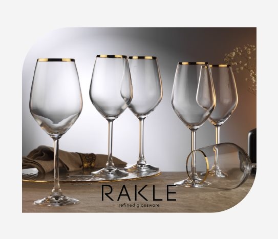 Rakle - 6’lı Yaldızlı Ayaklı Su Bardağı