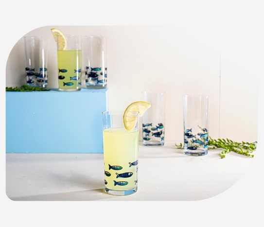 Rakle - 6'lı Desenli Limonata Bardağı