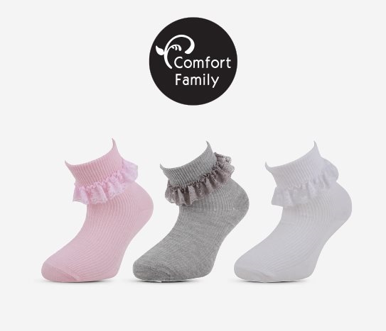 Comfort Family - 2’li Dantelli Kız Çocuk Çorap