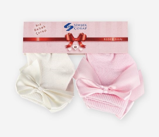 2’li Fiyonklu Patik Bebek Çorap