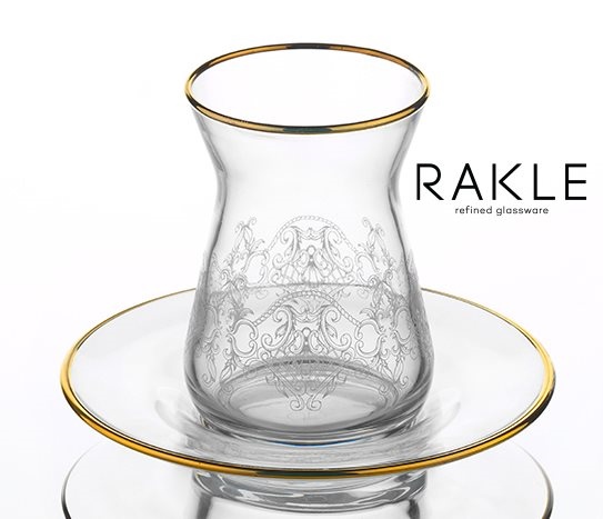 Rakle - Altın Yaldızlı Çay Seti 12 Parça