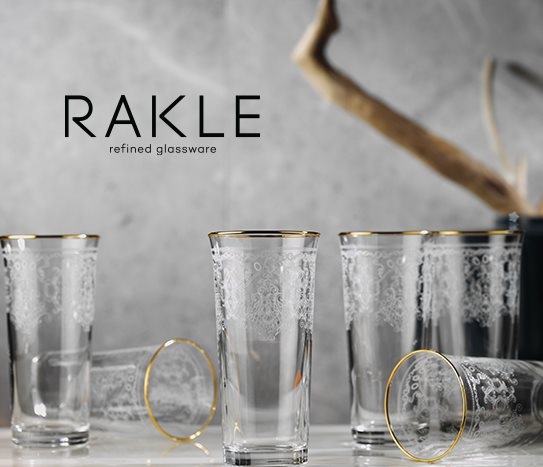 Rakle - 6’lı Altın Yaldızlı Meşrubat Bardağı