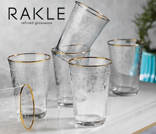 Rakle - 6’lı Altın Yaldızlı Su Bardağı