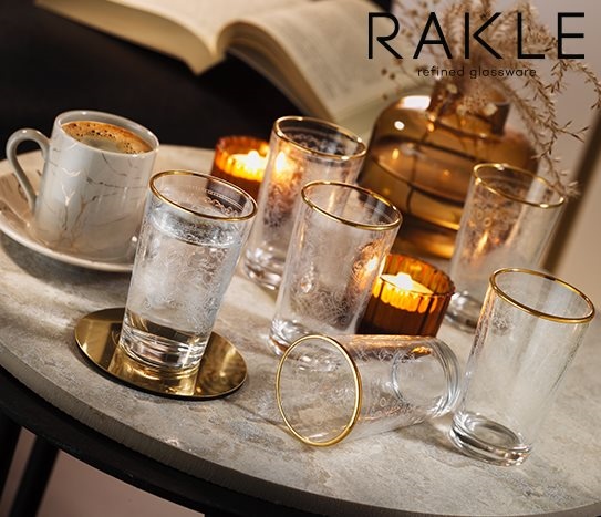 Rakle - 6’lı Altın Yaldızlı Kahve Yanı Su Bardağı