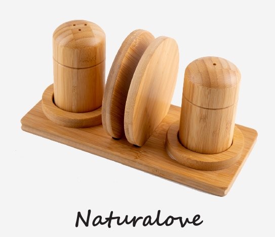 Naturalove - Bambu Tuzluk Biberlik ve Peçetelik Seti