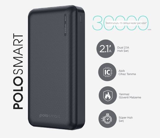 Polosmart - Taşınabilir Şarj Aleti 30.000 mAh