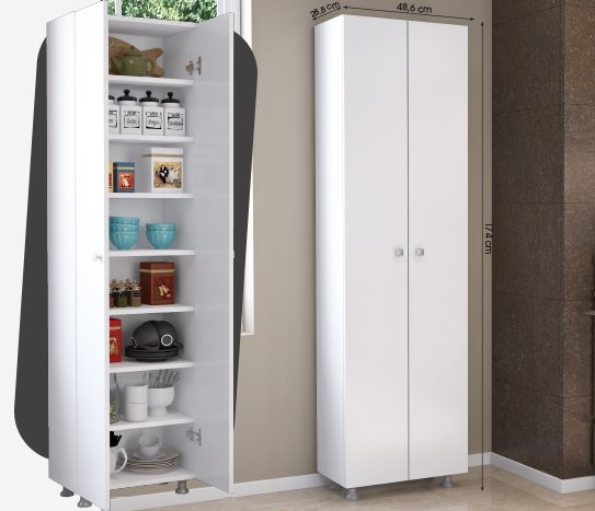 8 Bölmeli Çift Kapaklı Dolap