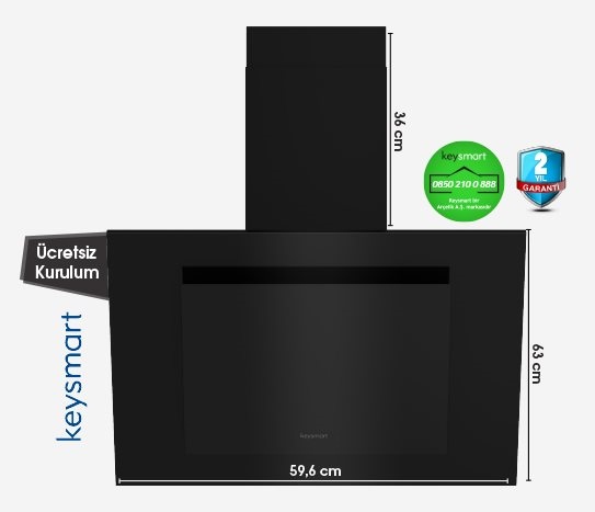 Keysmart - Duvar Tipi Cam Davlumbaz